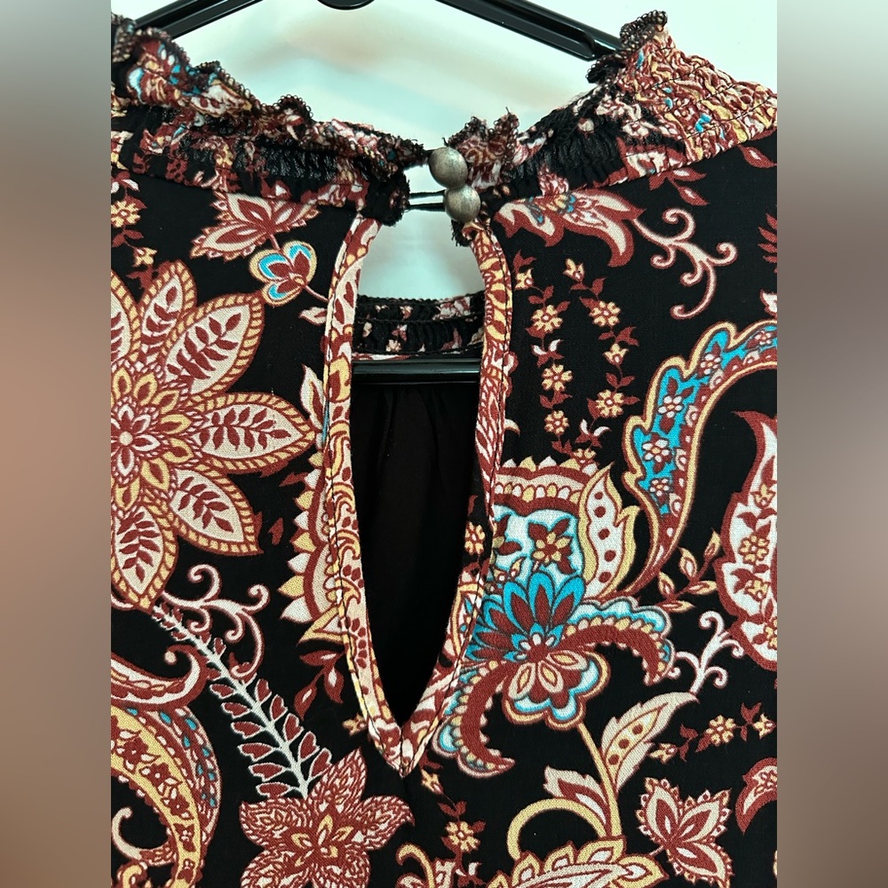 Anthropologie Women’s 2X Cadi Tiered Tunic Dress Floral Paisley Long Sleeve - Picture 11 of 13